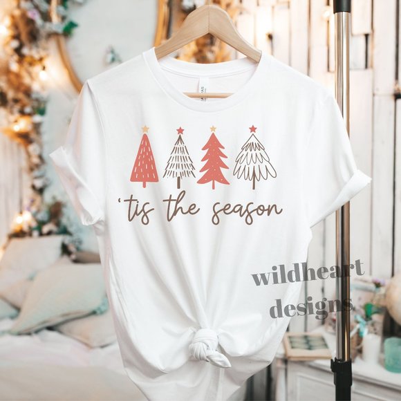 Tis The Season Vintage Christmas T-shirt, Unisex Christmas Shirt, Sizex XS-2X - Picture 1 of 2